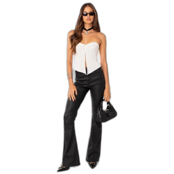 Edikted Luna Faux Leather Flare Jeans size medium ladies cool retro - Picture 3 of 14